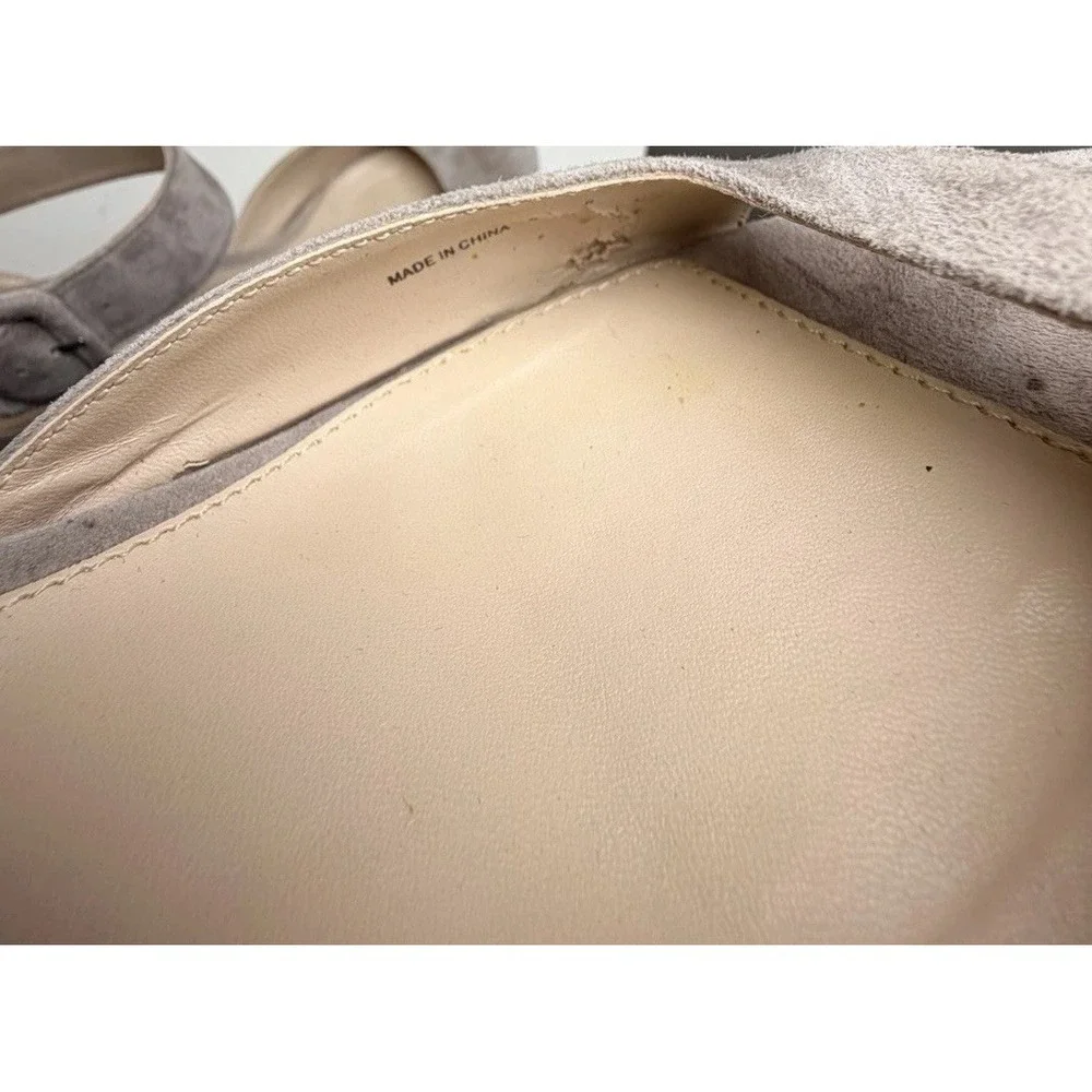 Pelle Moda Berlin Suede Kitten Heel Sandals Taupe Gray Ankle Strap 8M Neutral - Picture 11 of 11